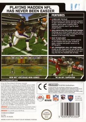 Madden NFL 07 box cover back